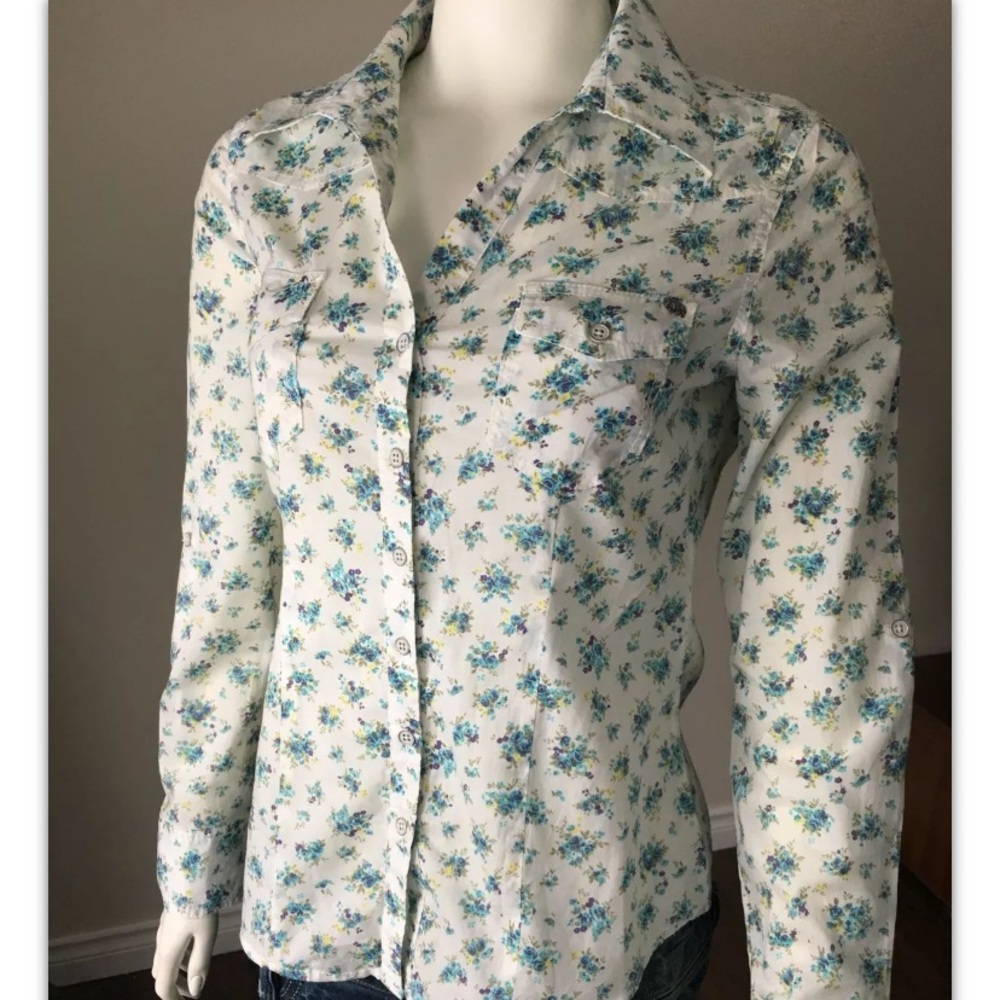 Buffalo Button Up Floral Blouse SZ M David Bitton